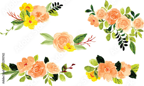 peach summer floral watercolor arrangment