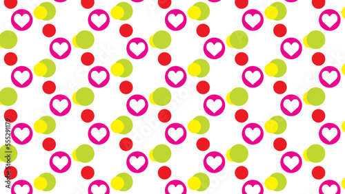 The vectors illustration seamless pattern of abstract romance valentine pink red love heart with colored circle around backgrounds