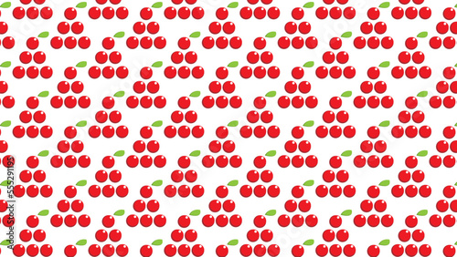 The vectors illustration seamless pattern of some red fruits berry style with small green leaf background