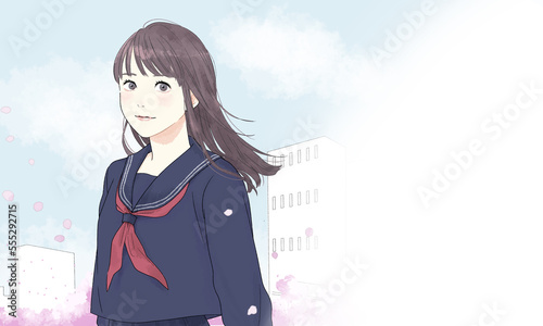 фотографія Illustration of a female student smiling at the camera.