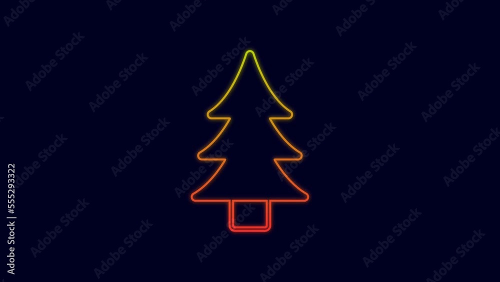 Glowing neon line Tree icon isolated on blue background. Forest symbol. 4K Video motion graphic animation Glowing neon line Tree icon isolated on blue background. Forest symbol. 4K Video motion graphic animation