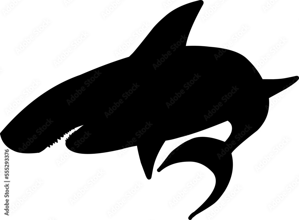 Black silhouette of shark. Predator of the sea silhouette vector. Shark Silhouette. Black silhouette of shark. Predator of the sea silhouette vector. Shark Silhouette.
