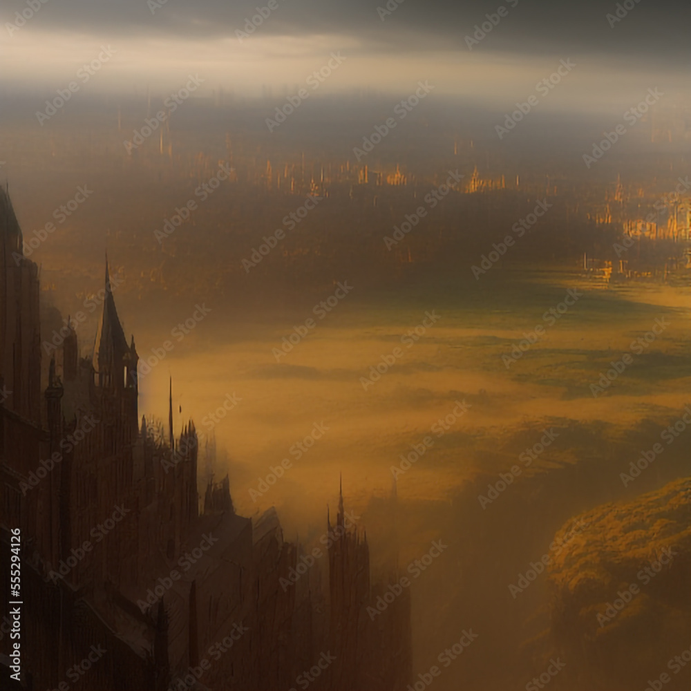 sunrise over the city - generative ai illustration