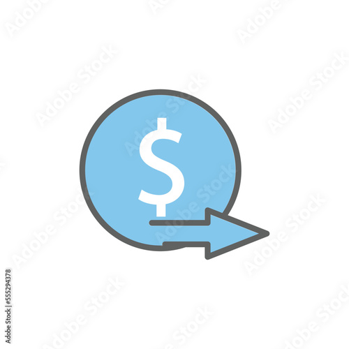 Dollar icon illustration with arrow. transfer symbol. Two tone icon style. suitable for apps, websites, mobile apps. icon related to finance. Simple vector design editable