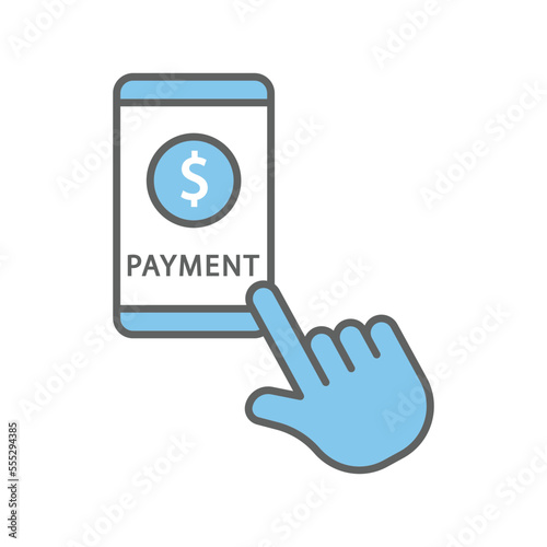 Mobile phone icon illustration with touch and dollar. payment symbol. Two tone icon style. suitable for apps, websites, mobile apps. icon related to finance. Simple vector design editable