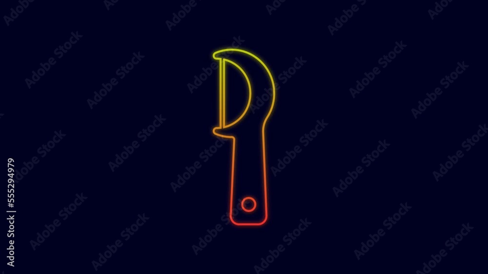 Glowing neon line Dental floss icon isolated on blue background. 4K Video motion graphic animation Glowing neon line Dental floss icon isolated on blue background. 4K Video motion graphic animation