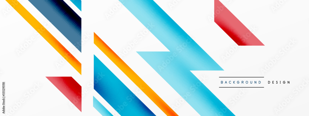 Minimal geometric abstract background. Dynamic 3d lines composition. Trendy techno business template for wallpaper, banner, background or landing