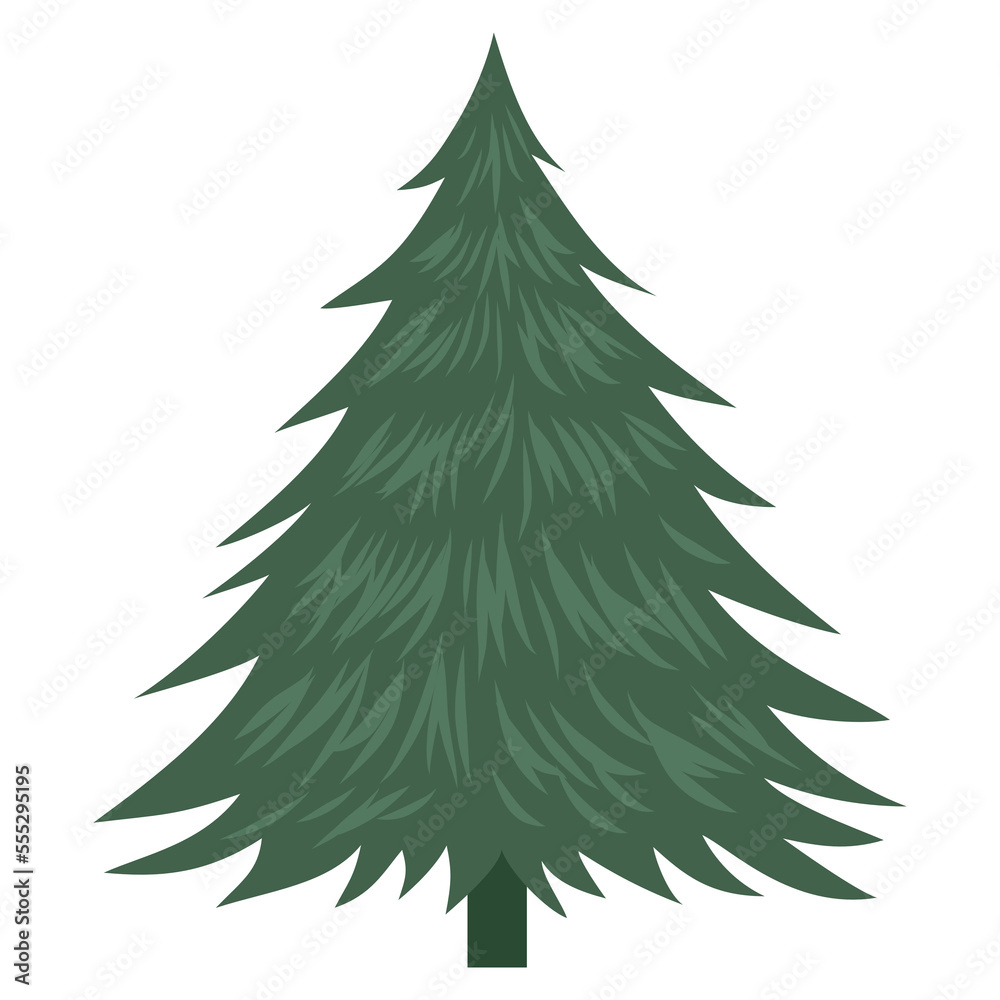 Fototapeta premium Pine Tree Cartoon Flat Design Illustration Icon