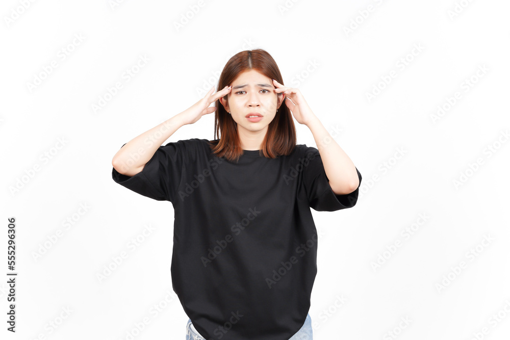 Suffering Headache Gesture, Head Pain Of Beautiful Asian Woman Isolated On White Background Suffering Headache Gesture, Head Pain Of Beautiful Asian Woman Isolated On White Background