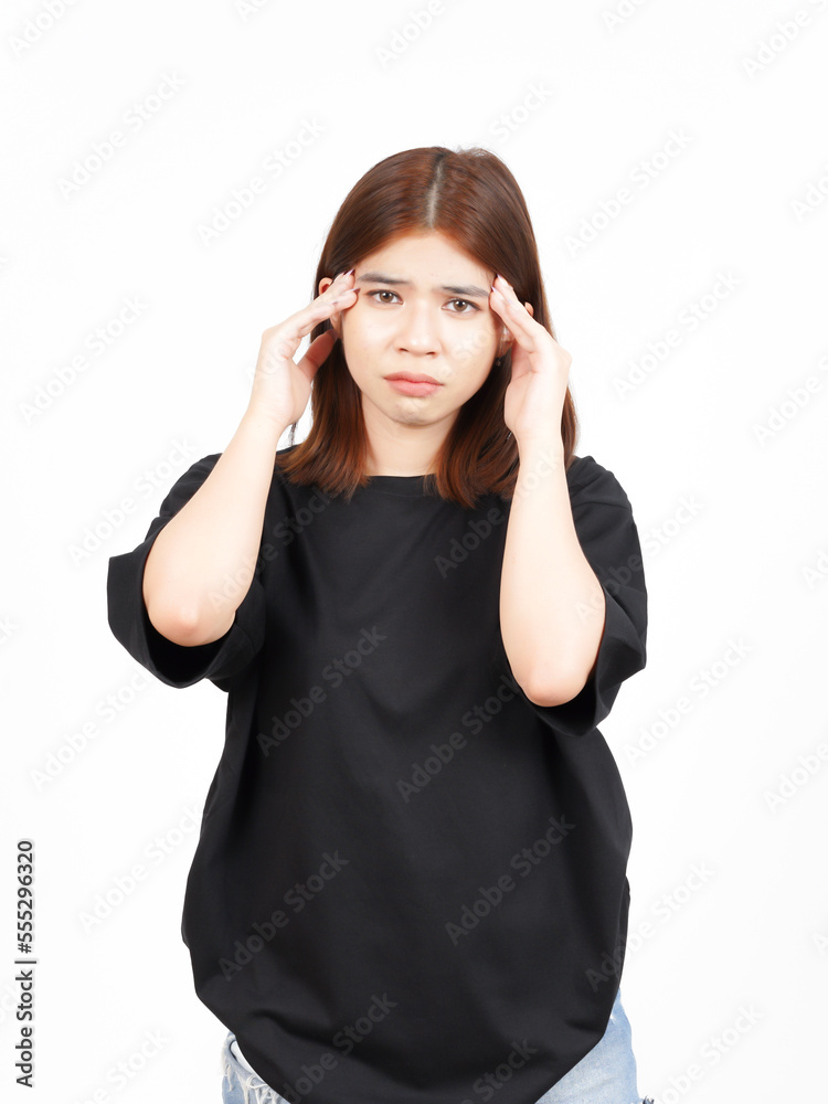 Suffering Headache Gesture, Head Pain Of Beautiful Asian Woman Isolated On White Background Suffering Headache Gesture, Head Pain Of Beautiful Asian Woman Isolated On White Background