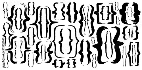 grunge draft sketch curly braces vector. punk curly brace brush. chalk grunge curly braces paint. Isolated, transparent background curly brace.	
