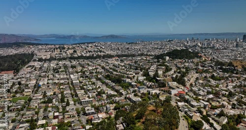 San Francisco California Aerial v155 flyover tank hill in clarendon heights towards buena vista and corona heights neighborhoods with cityscape and bay views - Shot with Mavic 3 Cine - May 2022 photo