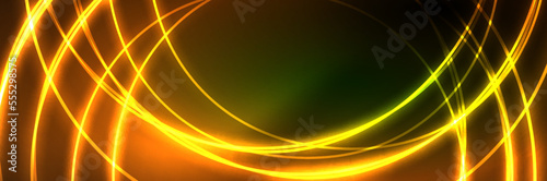 Neon glowing fluid wave lines, magic energy space light concept, abstract background wallpaper design