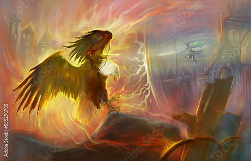 Billede på lærred Battle scenes of demons and sorcerers