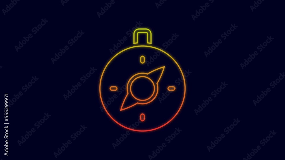 Glowing neon line Compass icon isolated on blue background. Windrose navigation symbol. Wind rose sign. 4K Video motion graphic animation Glowing neon line Compass icon isolated on blue background. Windrose navigation symbol. Wind rose sign. 4K Video motion graphic animation