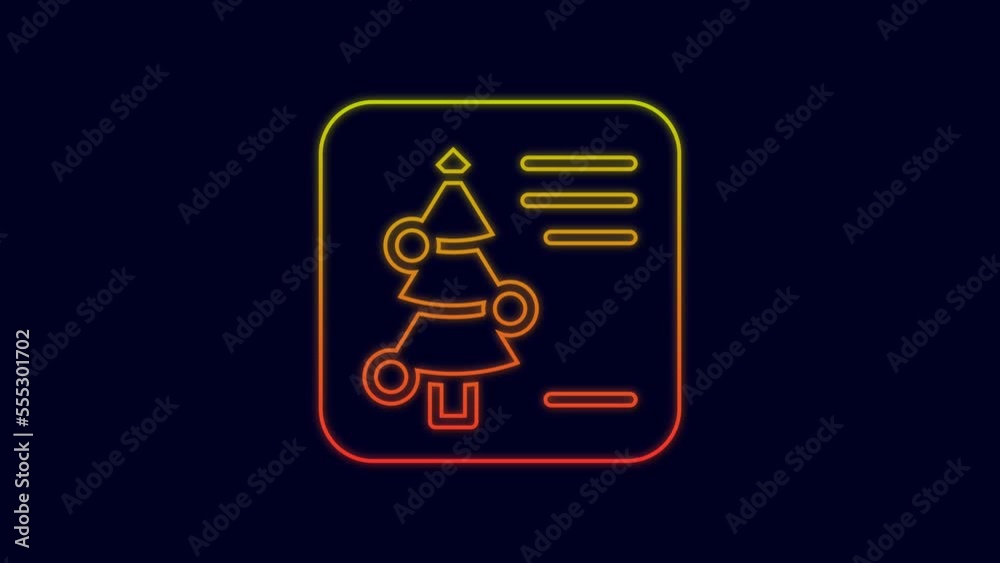 Glowing neon line Christmas postcard icon isolated on blue background. Merry Christmas and Happy New Year. 4K Video motion graphic animation Glowing neon line Christmas postcard icon isolated on blue background. Merry Christmas and Happy New Year. 4K Video motion graphic animation