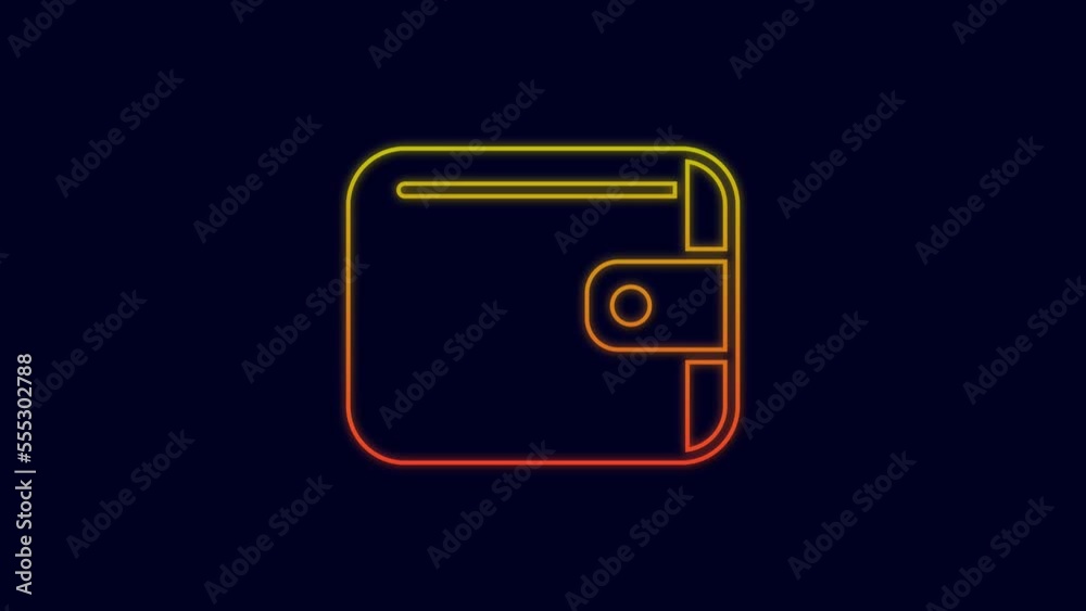 Glowing neon line Wallet icon isolated on blue background. Purse icon. Cash savings symbol. 4K Video motion graphic animation Glowing neon line Wallet icon isolated on blue background. Purse icon. Cash savings symbol. 4K Video motion graphic animation