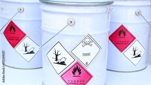 chemical symbols on chemical product, dangerous  raw material in the industry or laboratory