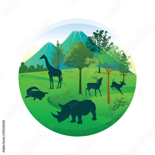 World Animal Day Logo. Go Green Save Animal Ecology Illustration