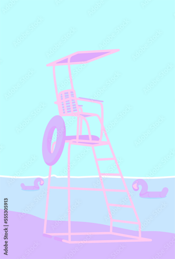 illustration flat vector graphic of life guard tower perfect for posters, pamphlets, wall hangings, designs, decorations, wallpapers, and advertisements illustration flat vector graphic of life guard tower perfect for posters, pamphlets, wall hangings, designs, decorations, wallpapers, and advertisements