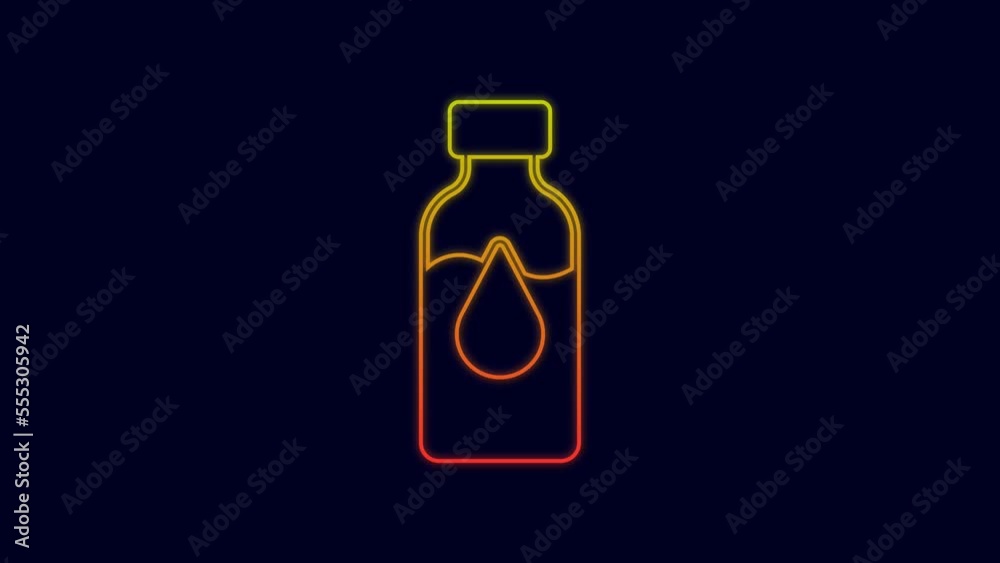 Glowing neon line Oil petrol test tube icon isolated on blue background. Cmemistry flask and falling drop. 4K Video motion graphic animation Glowing neon line Oil petrol test tube icon isolated on blue background. Cmemistry flask and falling drop. 4K Video motion graphic animation