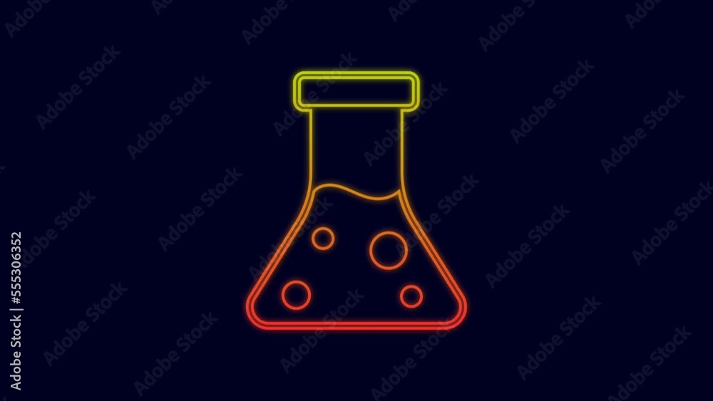 Glowing neon line Oil petrol test tube icon isolated on blue background. Cmemistry flask and falling drop. 4K Video motion graphic animation Glowing neon line Oil petrol test tube icon isolated on blue background. Cmemistry flask and falling drop. 4K Video motion graphic animation