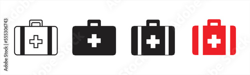Medical briefcase icon. First aid box icon sign and symbol. First aid kit icon. Medical briefcase icon collection. Vector illustration.	