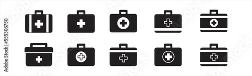 Medical briefcase icon. First aid box icon sign and symbol. First aid kit icon. Medical briefcase icon collection. Vector illustration.