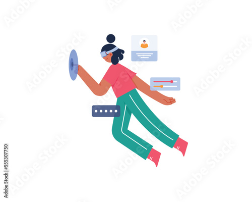 Young woman using visual reality