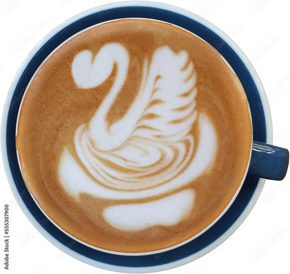 op view of a mug of latte art coffee op view of a mug of latte art coffee