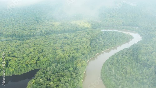 Gorgeous reveal of the Rupununi River through clouds, Guyana photo