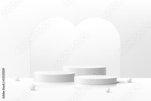 3d background products display podium scene with geometric platform stand to show cosmetic products. Stage showcase on pedestal display white studio