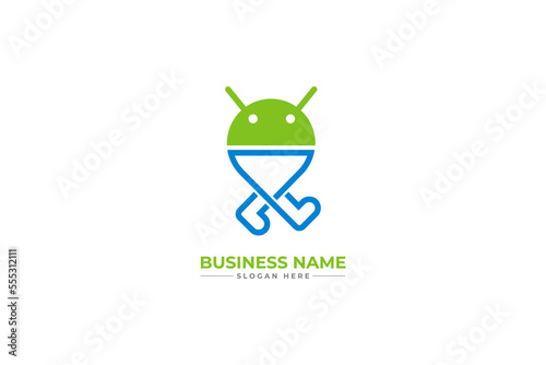walking bot logo design. android walking logo