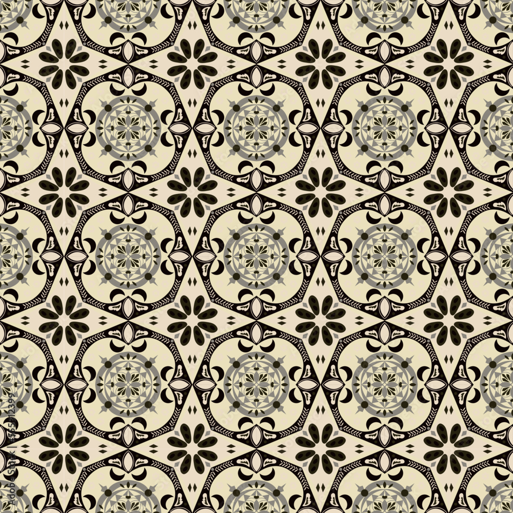 New Year Floral Seamless Pattern Background Garden Nature Damask Aboriginal Ornament Art