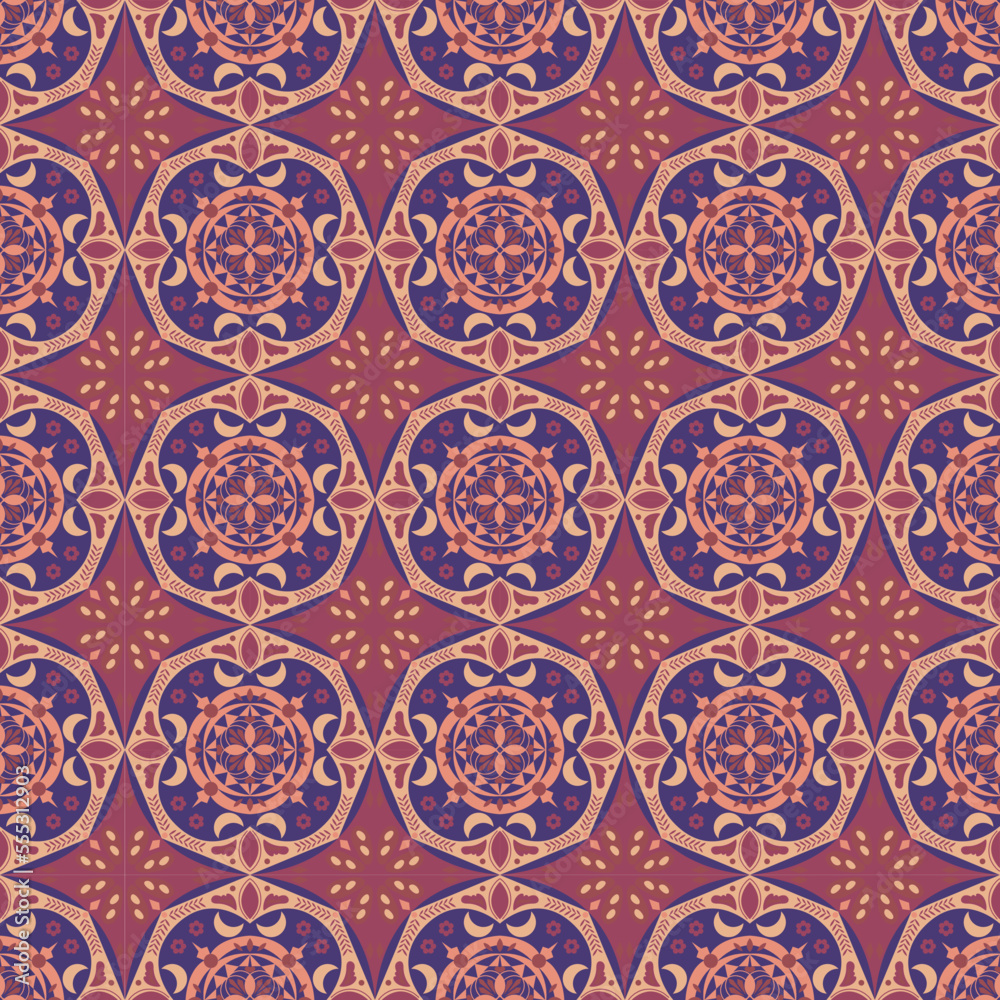 New Year Floral Seamless Pattern Background Garden Nature Damask Aboriginal Ornament Art