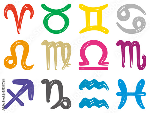 やわらかいジェル状イメージの12星座アイコン　ベクターイラストレーション