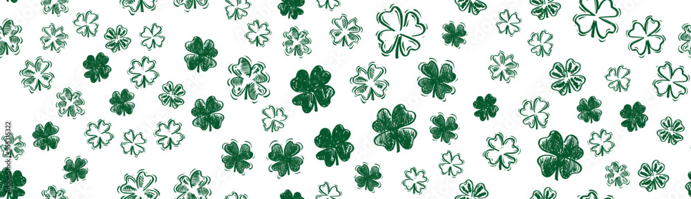 Festive background with flying clover, Saint Patricks Day. Festive background with flying clover, Saint Patricks Day.