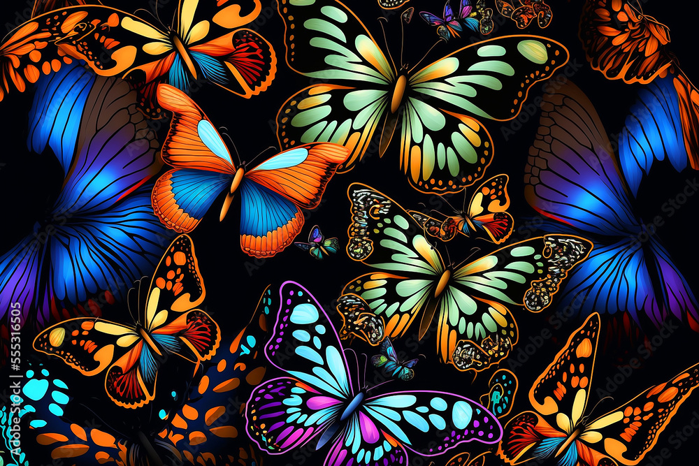 Bufterflies Pattern. Generative AI Bufterflies Pattern. Generative AI