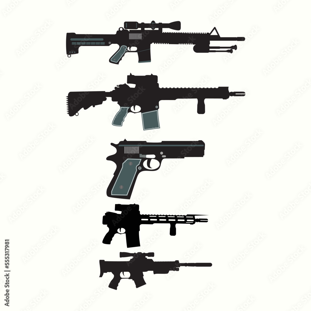 Gun silhouette design and modern design . So best 5gun.
Gun design editable vector file.