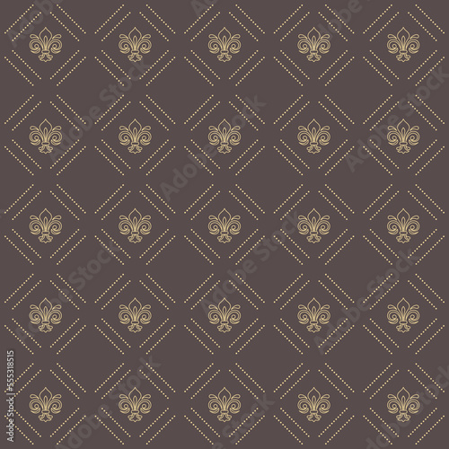 Seamless vector ornament. Modern wavy background. Geometric brown and yellow modern pattern