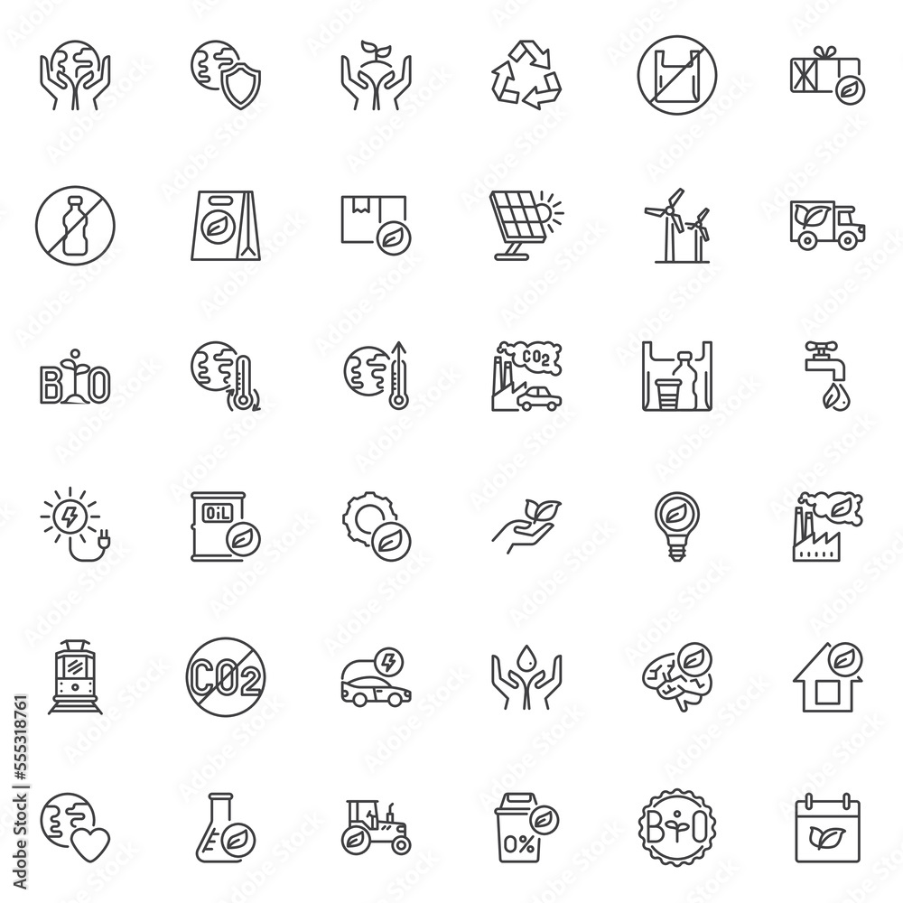 Ecology and environment line icons set Ecology and environment line icons set