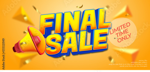 Final sale banner with 3D style editable text effect
