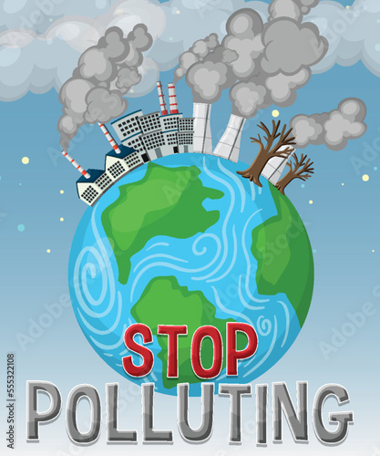 Stop pollution banner vector concept