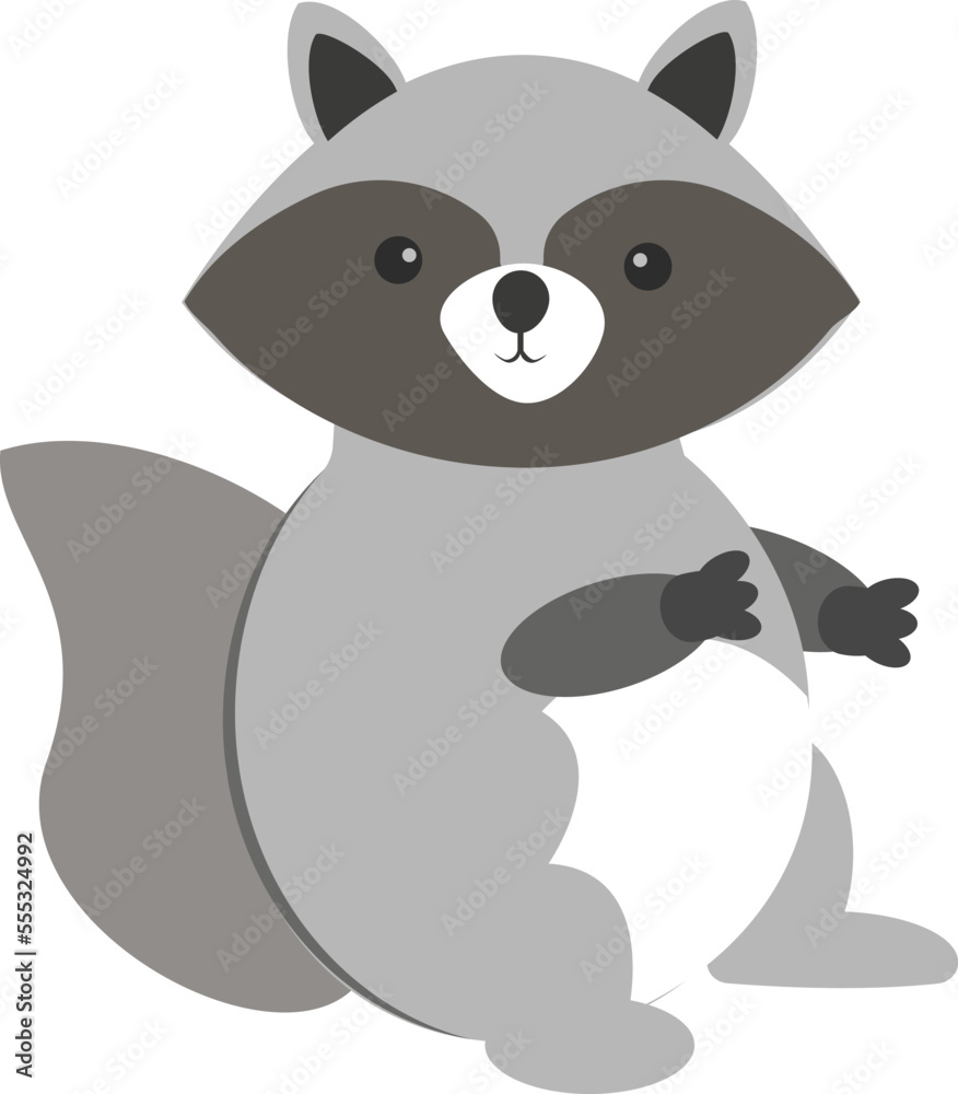 Fototapeta premium A raccoon with a fluffy tail. Vector illustration.