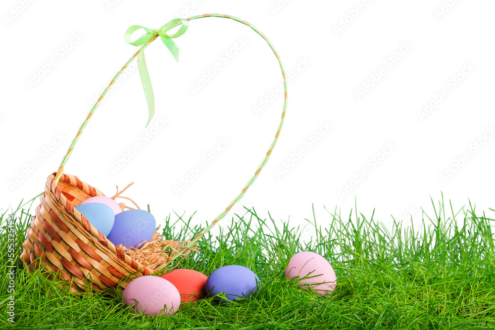 Colored Easter eggs with a green grass Colored Easter eggs with a green grass