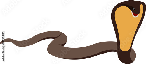 Brown poisonous cobra with a long tail.