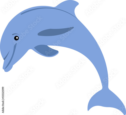 Cartoon dolphin. Cheerful smiling animal. Sea animal.