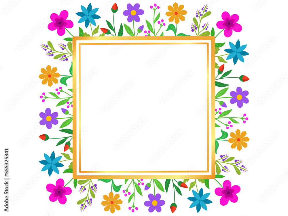 Summer Flower Square Frame Background Illustration