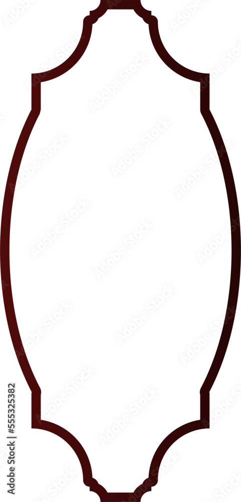 Style of Islamic windows and arches with modern boho design, moon, mosque dome and lanterns. Islamic style border ornament