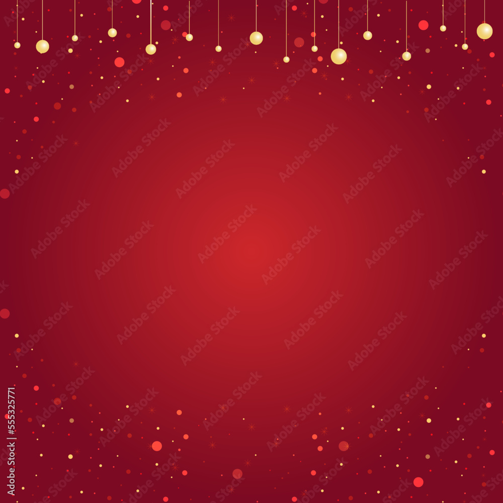Red Background with golden particles bokeh decorative